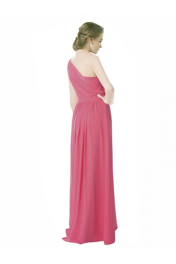 One Shoulder Chiffon Bridesmaid Dress with Asymmetrical Ruched Bodice UK