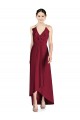 Draped V-Neck High Low Chiffon Bridesmaid Dress UK