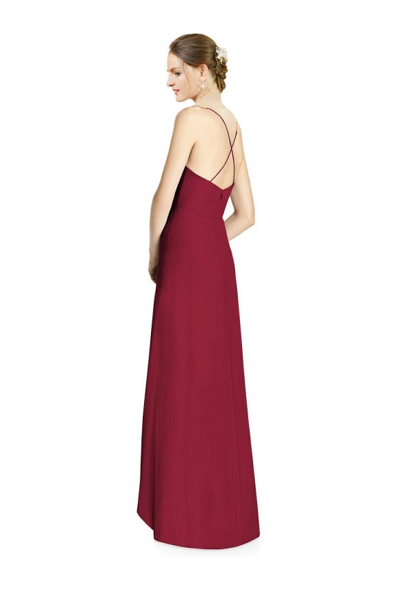 Draped V-Neck High Low Chiffon Bridesmaid Dress UK