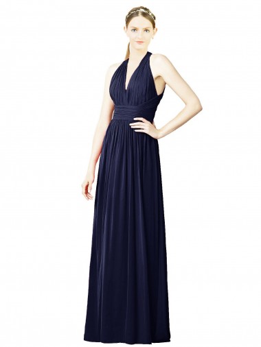 V-Neck Halter Long Open Back Chiffon Bridesmaid Dress UK