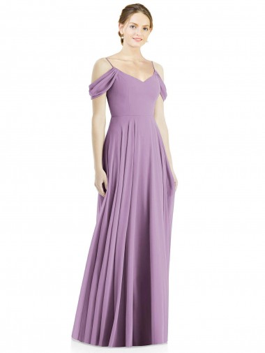 Off the Shoulder Open Cowl-Back Maxi Bridesmaid Dress UK