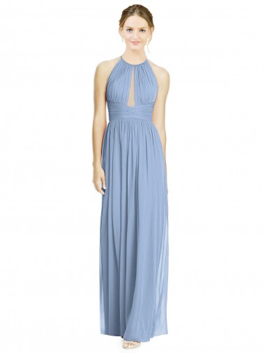 Open Back Long Chiffon Halter Bridesmaid Dress UK