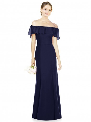 Off the Shoulder Full-Length Trumpet Chiffon Bridesmaid Dress UK