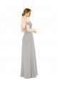 Draped Cold Shoulder Chiffon Bridesmaid Dress with Pleated Wrap Bodice UK