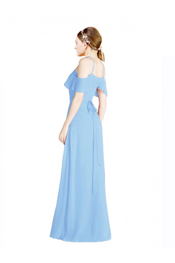 Halter Frill Cold Shoulder A-Line Chiffon Bridesmaid Dress UK