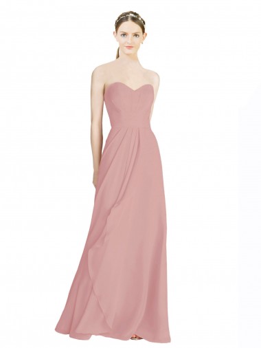 Daped A-Line Chiffon Bridesmaid Dress with Pleated Sweetheart Bodice UK