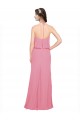 Ruffle Halter Neck A-Line Chiffon Bridesmaid Dress with Open Back UK