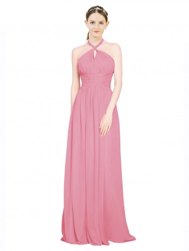 Halter Neck Keyhole A-Line Chiffon Bridesmaid Dress UK