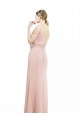 Full Length Long Chiffon Bridesmaid Dress with Pleated Lace Waist UK