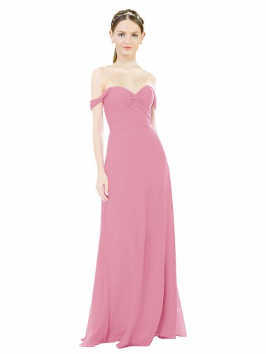 Fitted Sweetheart Bodice Chiffon Bridesmaid Dress with Draped Cap Sleeves UK