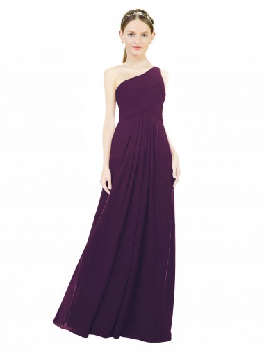 One Shoulder Chiffon Bridesmaid Dress with Draped Bodice UK