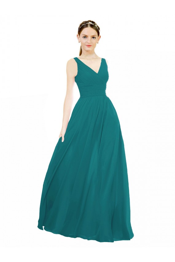 Figure Flattering Chiffon Bridesmaid Dress with Draped V-Neck Bodice UK