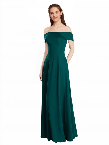 Classic Off the Shoulder Chiffon Bridesmaid Dress with Cap Sleeves UK