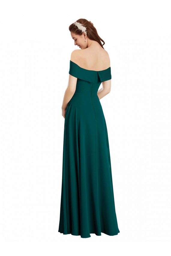 Classic Off the Shoulder Chiffon Bridesmaid Dress with Cap Sleeves UK