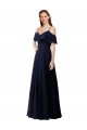 Chiffon Bridesmaids Dress with Off the Shoulder Ruffle Detail UK