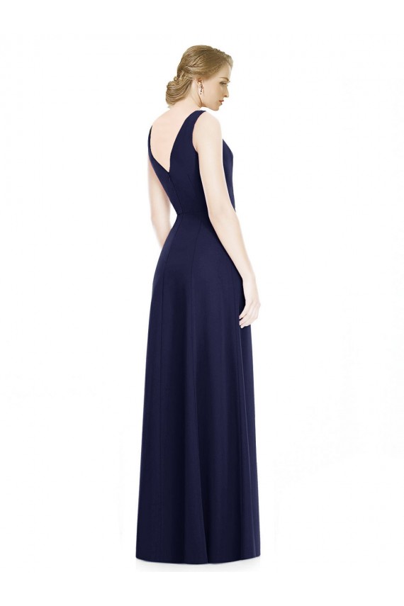 Cowl Neck Deep V-Back Chiffon Bridesmaid Dress with Side Front Slits UK