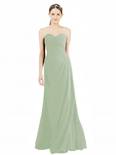 Sweetheart Neckline Draped Floor Length Chiffon Bridesmaid Dress UK