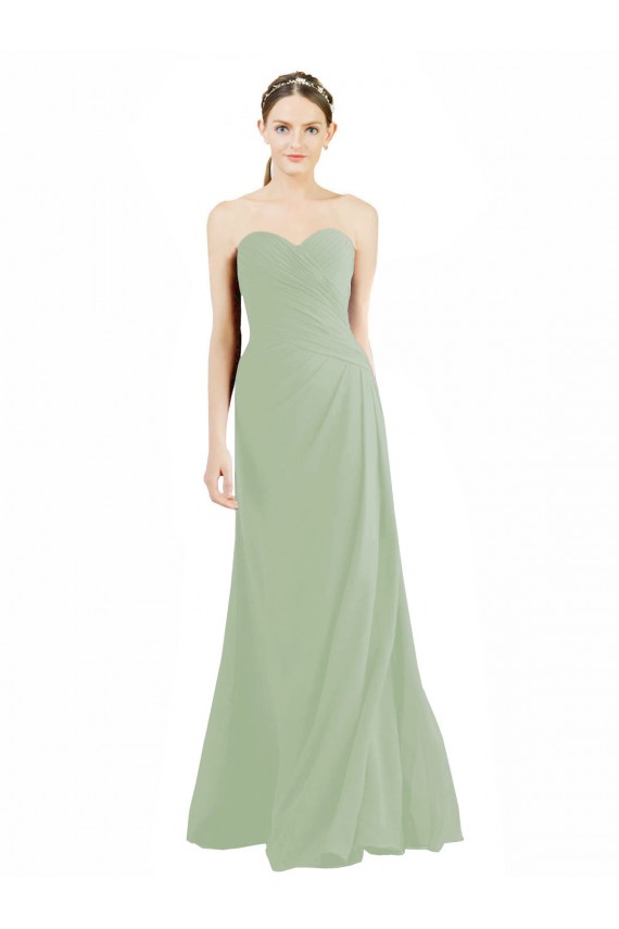 Sweetheart Neckline Draped Floor Length Chiffon Bridesmaid Dress UK