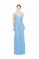 Double Straps Shoulder V-Neck Sheath Chiffon Bridesmaid Dress with Keyhole Back UK