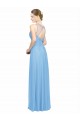 Double Straps Shoulder V-Neck Sheath Chiffon Bridesmaid Dress with Keyhole Back UK