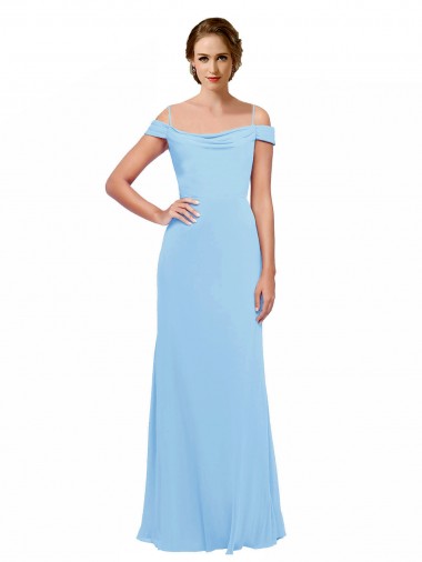 Off the Shoulder Bateau Neck Chiffon Bridesmaid Dress with Straps UK