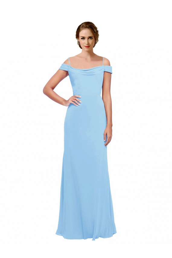 Off the Shoulder Bateau Neck Chiffon Bridesmaid Dress with Straps UK