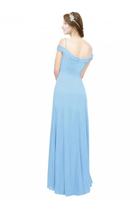 Off the Shoulder Bateau Neck Chiffon Bridesmaid Dress with Straps UK