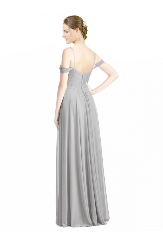 Off the Shoulder Long Chiffon Bridesmaid Dress with Ruched Bodice UK