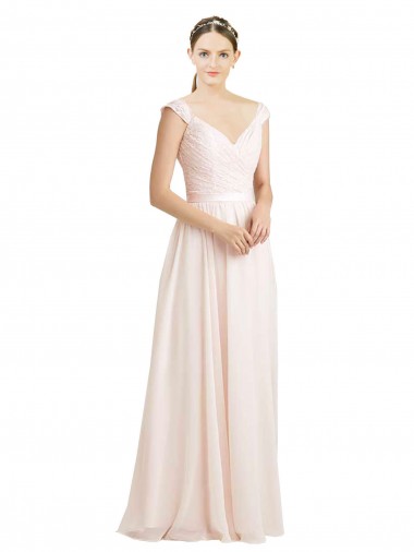 Sweetheart A-Line Chiffon Bridesmaid Dress with Ruched Lace Bodice UK