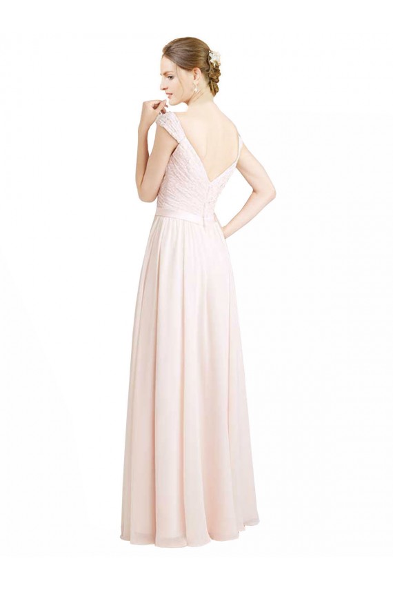 Sweetheart A-Line Chiffon Bridesmaid Dress with Ruched Lace Bodice UK