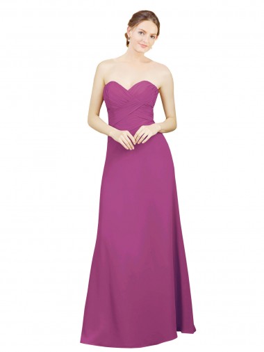 Sweetheart Neckline Pleated Chiffon Bridesmaid Dress with Low Back UK