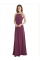 High Neckline Long Chiffon Bridesmaid Dress with Beaded Trim UK