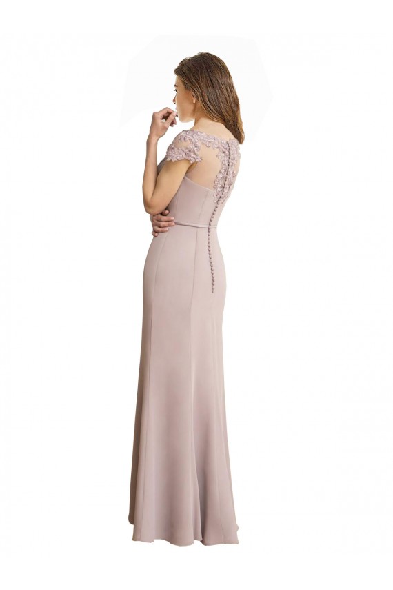 Capped Sleeves Embroidered with Applique Lace Mermaid Chiffon Bridesmaid Dress UK