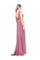 Long Slim Chiffon Bridesmaid Dress with Beaded Waist UK