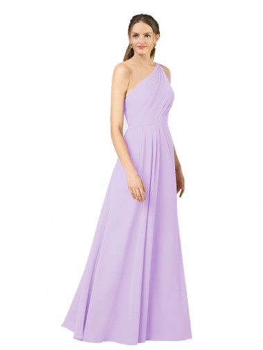 Grecian Inspired Simple One Shoulder Chiffon Bridesmaid Dress with Ruching UK