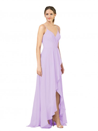 High-Low Chiffon Bridesmaid Dress with Ruffle Detail UK