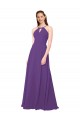 High Halter Chiffon Bridesmaid Dress with Keyhole UK