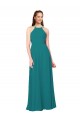 Simple Chiffon Bridesmaid Dress with High Halter Neckline UK