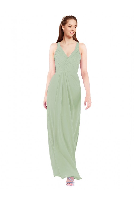 Feminine Chiffon Bridesmaid Dress with Ruching and V-Neckline UK