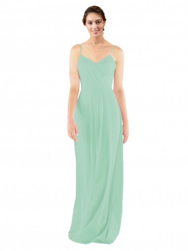 Classic Long Chiffon Bridesmaid Dress with V-Neck UK