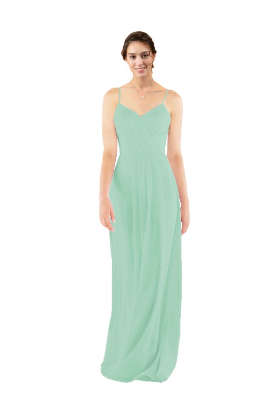 Classic Long Chiffon Bridesmaid Dress with V-Neck UK