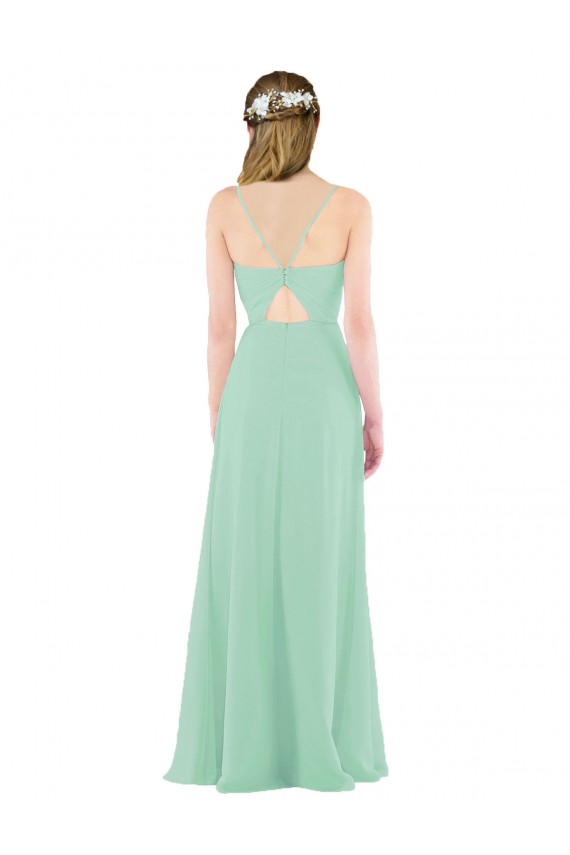 Classic Long Chiffon Bridesmaid Dress with V-Neck UK