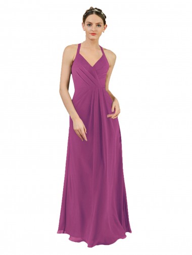 Sassy Chiffon Bridesmaid Dress with Halter Neckline UK