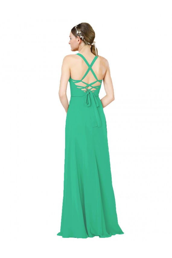 Classic Chiffon Bridesmaid Dress with Lace-Up Back UK