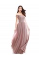 Floor Length Chantilly Lace Off the Shoulder Chiffon Bridesmaid Dress UK