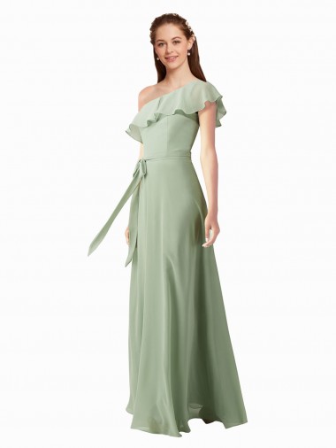 Chiffon Bridesmaids Dress with Ruffles Flutter Sleeves UK