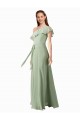 Chiffon Bridesmaids Dress with Ruffles Flutter Sleeves UK