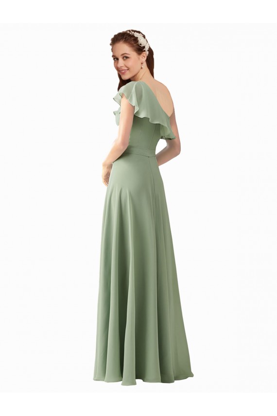 Chiffon Bridesmaids Dress with Ruffles Flutter Sleeves UK