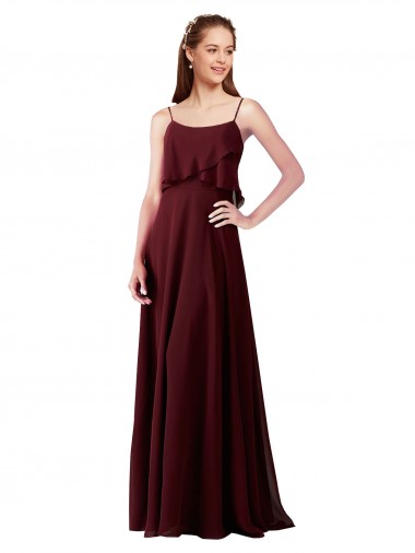 Chiffon Bridesmaids Dress with Spaghetti Straps UK