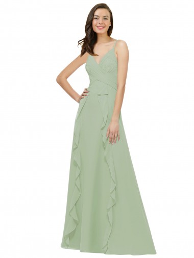 Chiffon Bridesmaid Dress with Ruffles and Draping UK